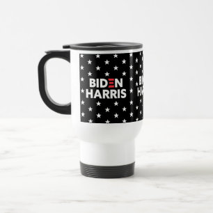 Biden / Harris Blue Stars Muster Schwarz / Weiß Reisebecher