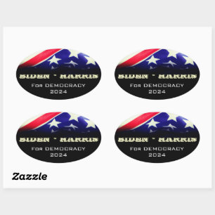 BIDEN HARRIS for DEMOKRACY 2024 Oval Ovaler Aufkleber