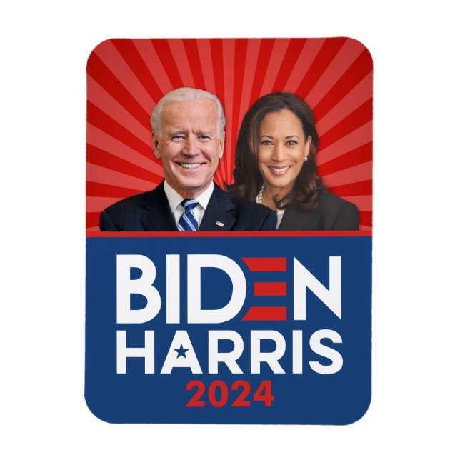 Biden Harris Foto - 2024 star - Red White Blue Magnet (Vertikal)