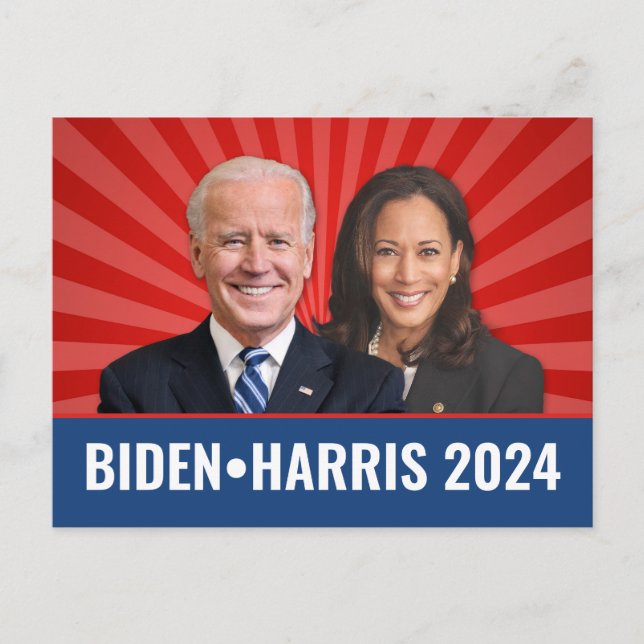 Biden Harris Foto - 2024 star - Red White Blue Postkarte (Vorderseite)