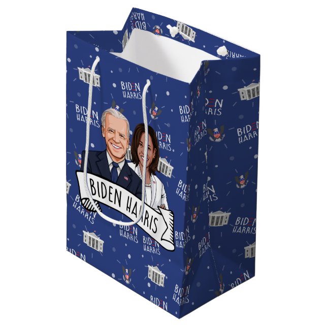 Biden Harris Party Mittlere Geschenktüte (Vorderseite Schrägansicht)