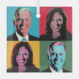Biden Harris Pop Art Malerei Ornament Aus Glas