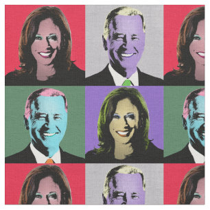 Biden Harris Pop Art (Rot, Grau, Grün, Lila) Stoff