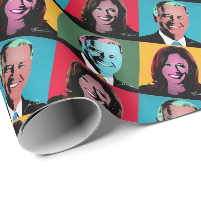 Biden Harris Pop Geschenkpapier (Rolleneckpunkt)