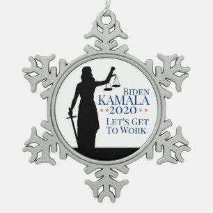 Biden Harris Präsident Berufung 2020 Schneeflocken Zinn-Ornament