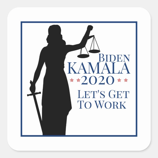 Biden Harris President Get to Work 2020 Quadratischer Aufkleber (Vorderseite)