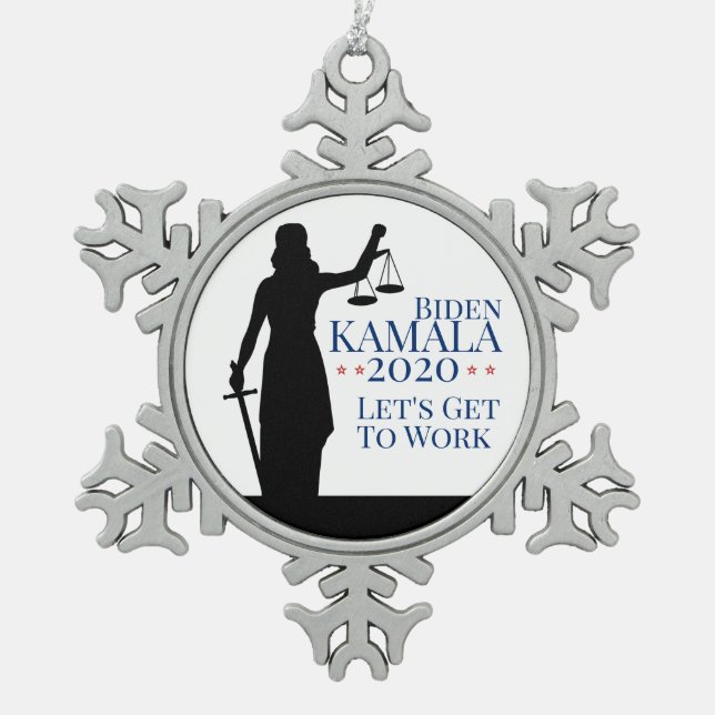 Biden Harris President Get to Work 2020 Schneeflocken Zinn-Ornament (Vorderseite)