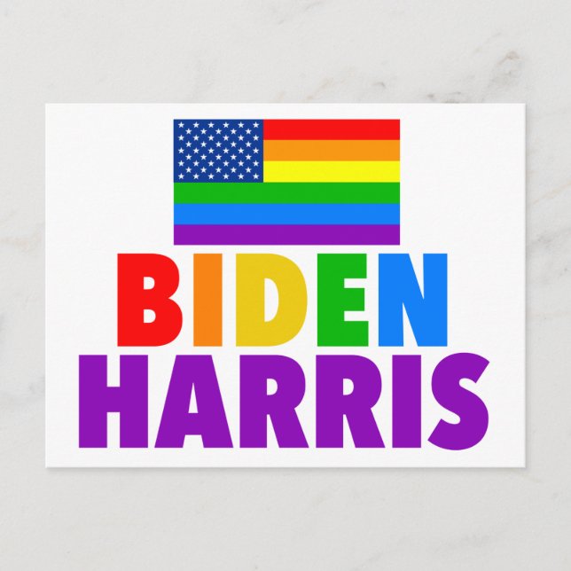 Biden Harris Rainbow American Flag Gay Pride Postkarte (Vorderseite)