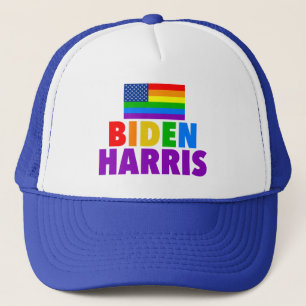 Biden Harris Rainbow American Flag Gay Pride Truckerkappe
