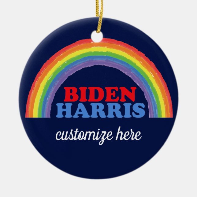 Biden Harris Rainbow Custom Keramik Ornament (Vorne)