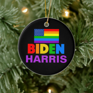 Biden Harris Rainbow Gay Pride Politische Weihnach Keramik Ornament