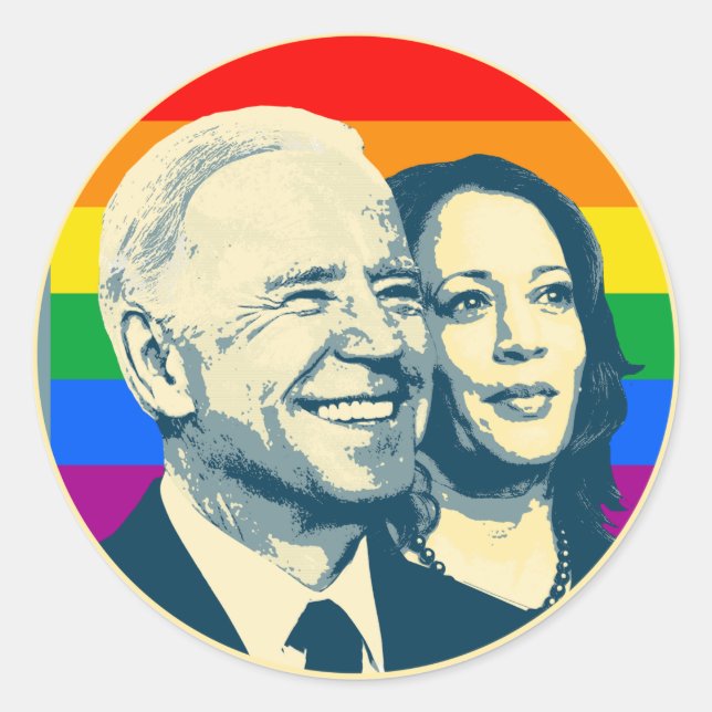 Biden Harris Rainbow Pride Runder Aufkleber (Vorderseite)