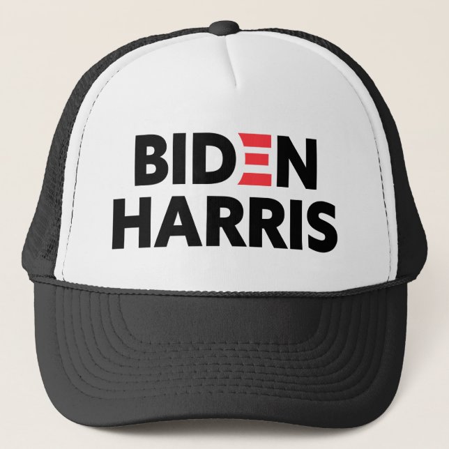 Biden / Harris Red Black White Truckerkappe (Vorderseite)