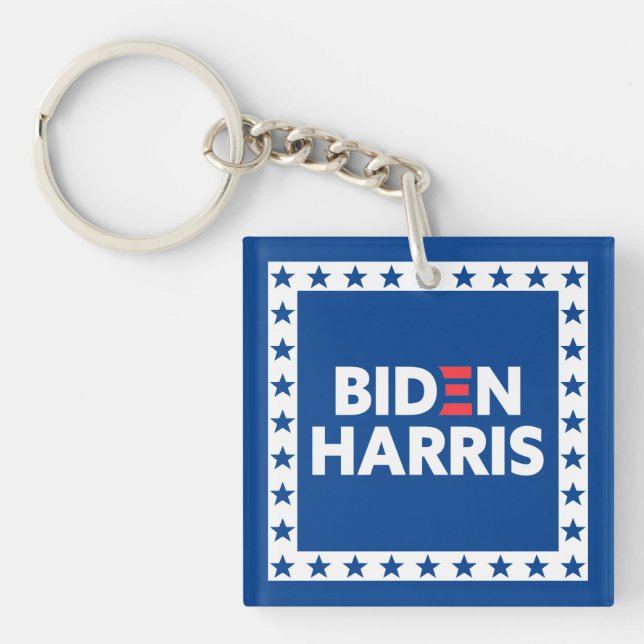 Biden / Harris Stars Frame White Blue Schlüsselanhänger (Vorderseite)