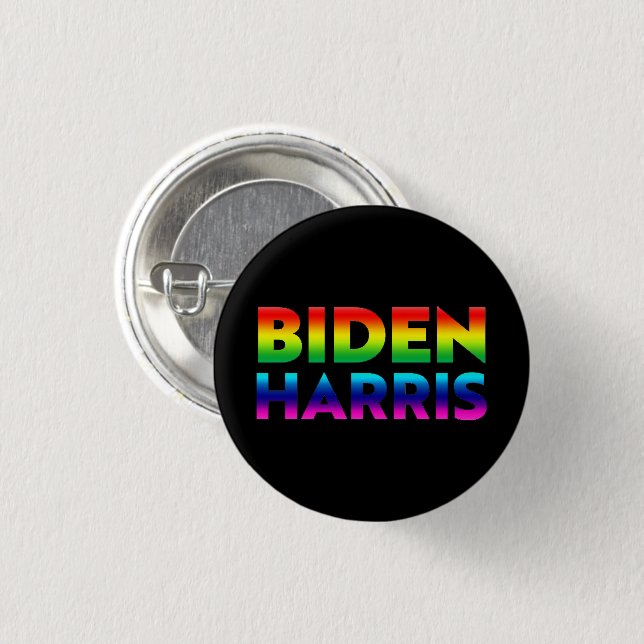 Biden Harris - Stolze Buchstaben in Regenbogenfarb Button (Vorne & Hinten)