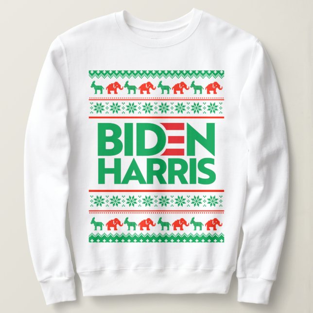 BIDEN HARRIS UGLY CHRISTMAS SWEATER (grün) Sweatshirt (Design vorne)