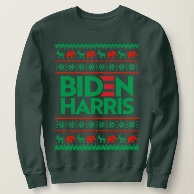 BIDEN HARRIS UGLY CHRISTMAS SWEATER (grün) Sweatshirt (Design vorne)