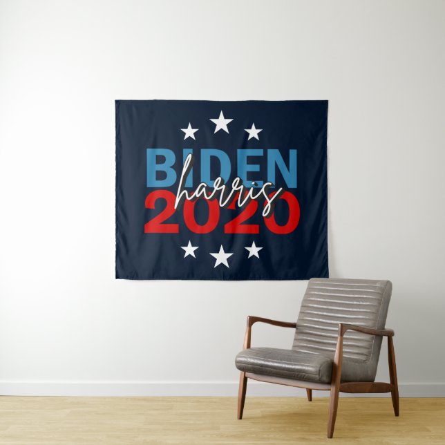 Biden Harris Wahlkampagne 2020 - Blauer Hintergrun Wandteppich (Beispiel (Horizontal))