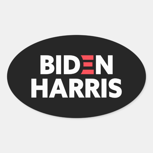 Biden/Harris-Wahlkampagne Schwarz/Weiß Ovaler Aufkleber (Vorderseite)