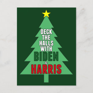 Biden Harris Weihnachtsbaum Deck die Hallen Feiertagspostkarte