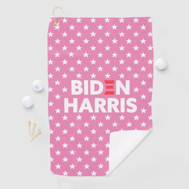 Biden Harris White Star Pattern Pink Golfhandtuch (Insitu)