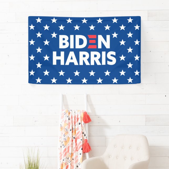 Biden / Harris White Stars Muster Blau Banner (Insitu)