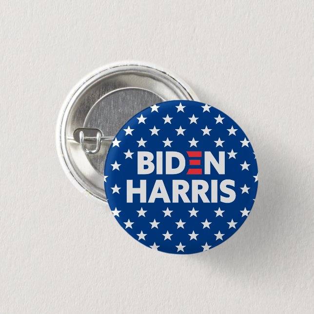 Biden / Harris White Stars Muster Blau Button (Vorne & Hinten)