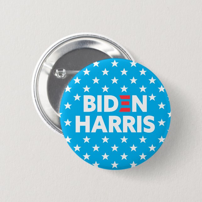 Biden / Harris White Stars Muster Blau Button (Vorne & Hinten)