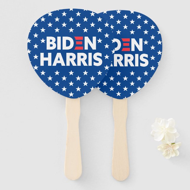 Biden / Harris White Stars Muster Blau Fächer (Vorne und Hinten)