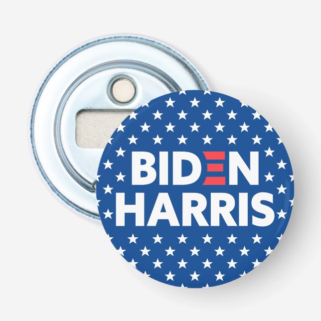 Biden / Harris White Stars Muster Blau Flaschenöffner (Vorderseite)
