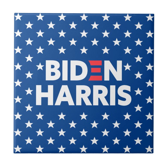 Biden / Harris White Stars Muster Blau Fliese (Vorderseite)