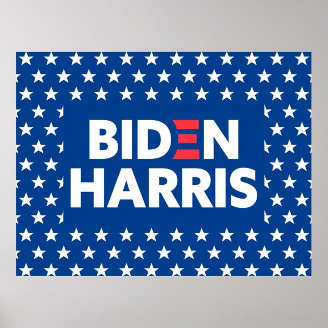Biden / Harris White Stars Muster Blau Poster (Vorne)