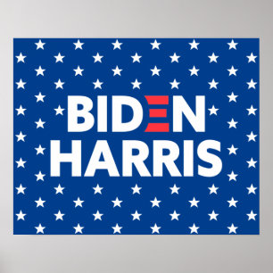 Biden / Harris White Stars Muster Blau Poster