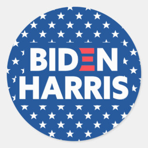 Biden / Harris White Stars Muster Blau Runder Aufkleber