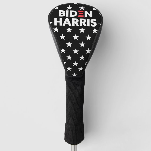 Biden/Harris White Stars Muster Schwarz Golf Headcover (Vorderseite)