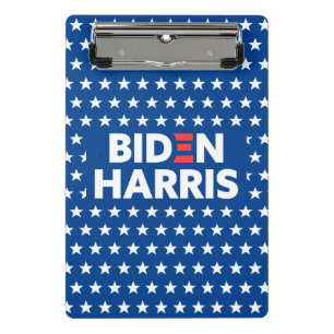 Biden Harris White Stars Pattern Blau Mini Klemmbrett