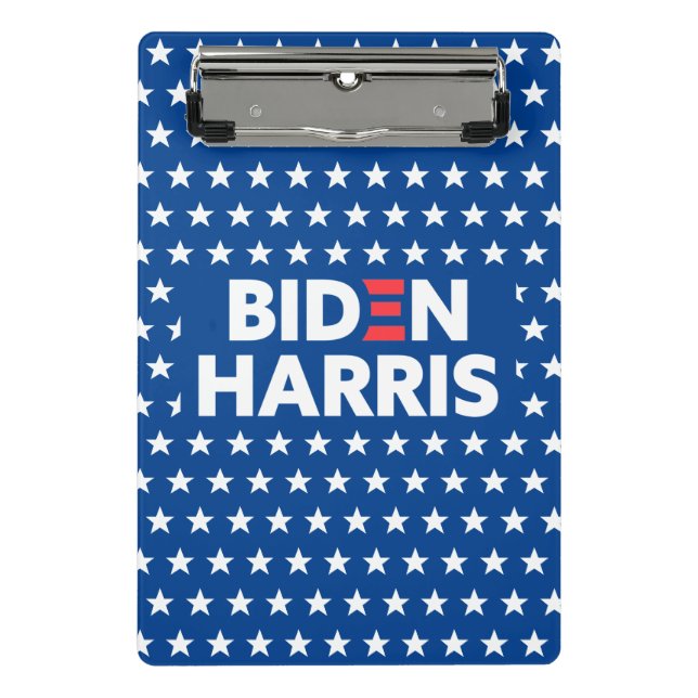 Biden Harris White Stars Pattern Blau Mini Klemmbrett (Vorderseite)