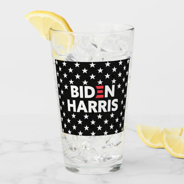 Biden / Harris White Stars Pattern Schwarz Glas (Vorderseite Ice)