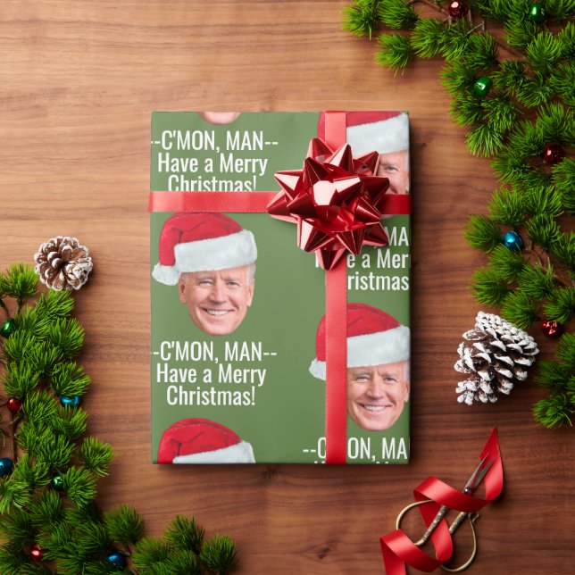 Biden - Joe Weihnachtsmannmütze - C'mon Man Geschenkpapier (Feiertagsgeschenk)