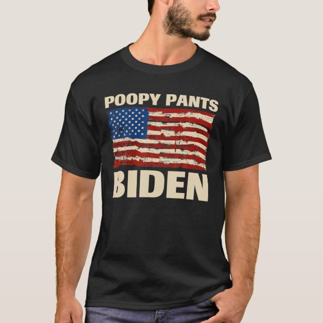 Biden Kack Kostüm T-Shirt, Poopy Pants Biden, Funn T-Shirt (Vorderseite)
