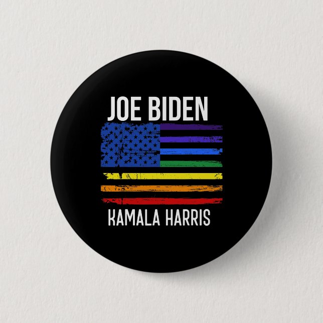 Biden Kamala Harris 2020 Rainbow Us Flag Lgbt Elec Button (Vorderseite)