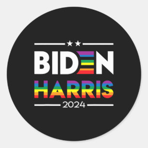 Biden Kamala Harris 2024 Rainbow Gay Pride Lgbt El Runder Aufkleber