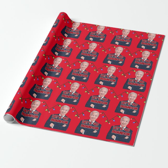 BIDEN LET'S GO BRANDON CHRISTMAS WRAPPING PAPIER GESCHENKPAPIER (Ungerollt)