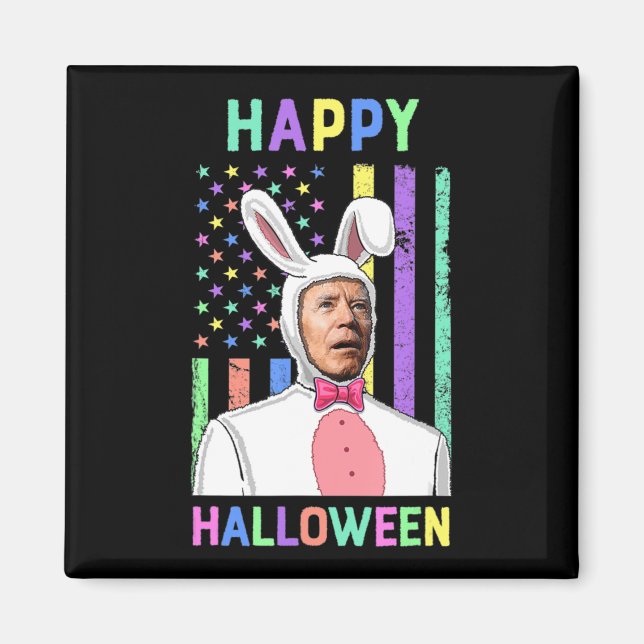 Biden Oaster Happy Halloween Bunny Joe Oaster Flag Magnet (Vorne)