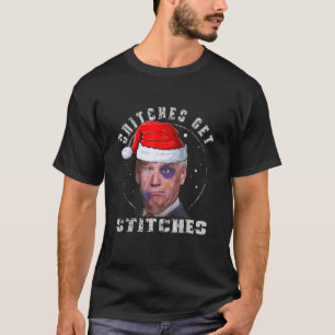 Biden Santa Snitches erhalten Stitches Funny Chris T-Shirt