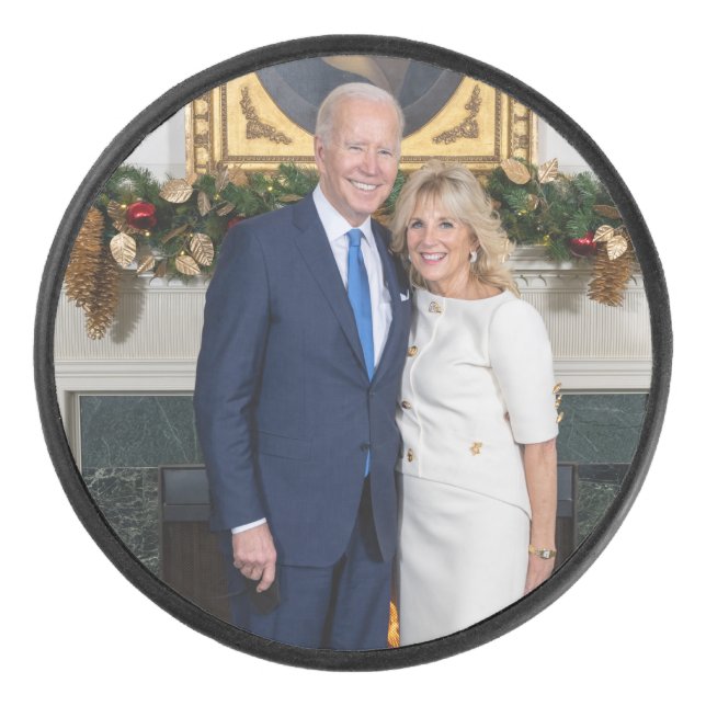 Biden Staat der Weihnachtsanschrift Gewerkschaft Eishockey Puck (Vorderseite)