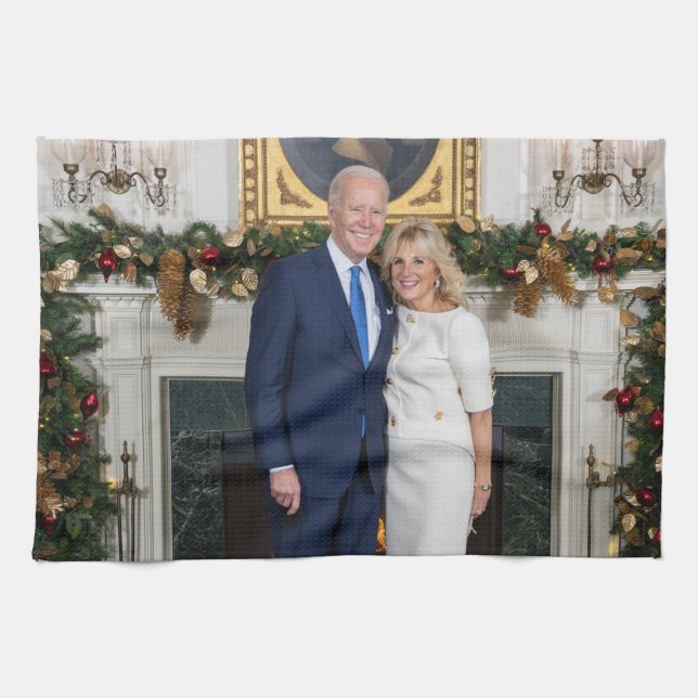 Biden Staat der Weihnachtsanschrift Gewerkschaft Geschirrtuch (Horizontal)