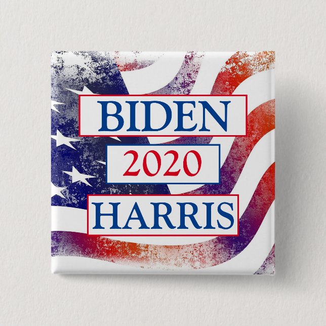 Biden und Harris 2020 - Amerikanische Flagge Button (Vorderseite)