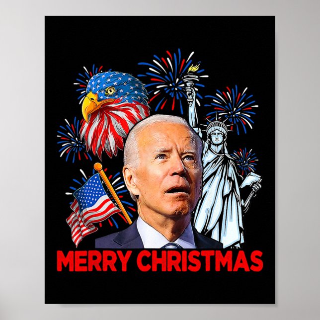 Biden verwirrte Patriotic Frohe Weihnachten für 4. Poster (Vorne)
