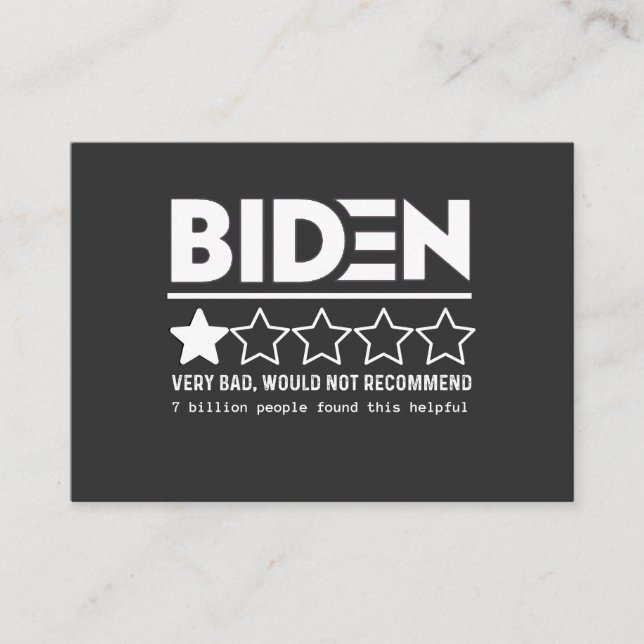 Biden Very Bad Would Not Recommend T-Shirt Visitenkarte (Vorderseite)